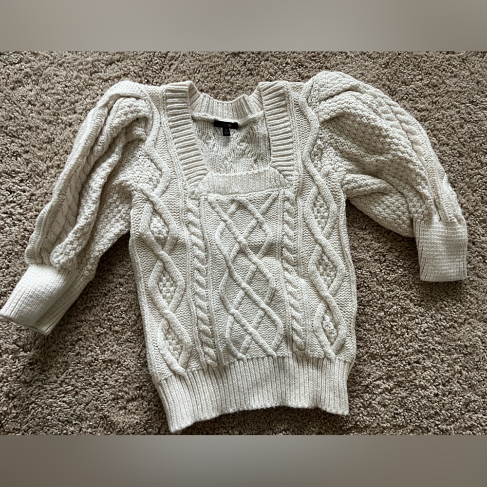 Joes Jeans Ivory Short Sleeve Cable Sweater Sz M